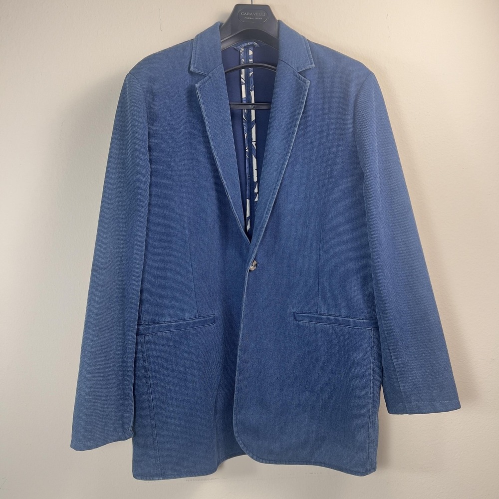 Marine Layer Blazer Mens 44 Blue Denim Casual Unstructured Jacket Notch Lapel